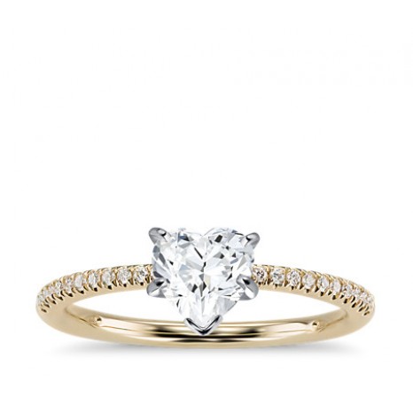 Heart Cut Pave Engagement Ring in 14K Yellow Gold